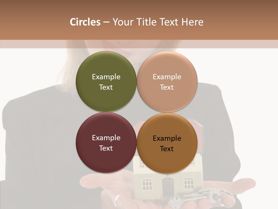 Business Woman Advertises Real Estate On White Background PowerPoint Template