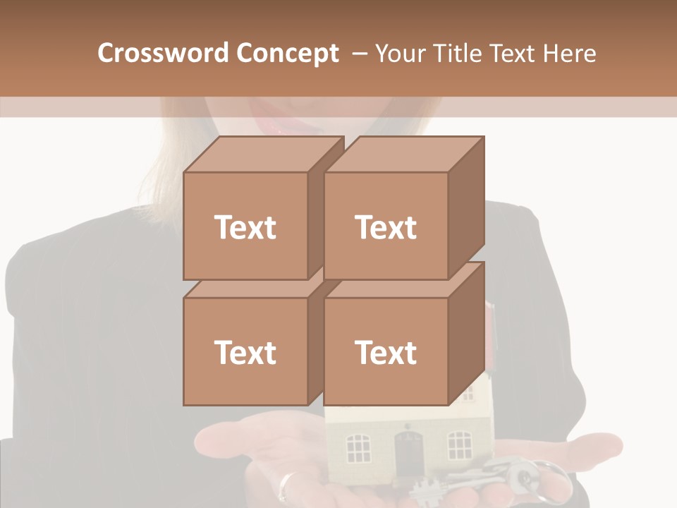 Business Woman Advertises Real Estate On White Background PowerPoint Template