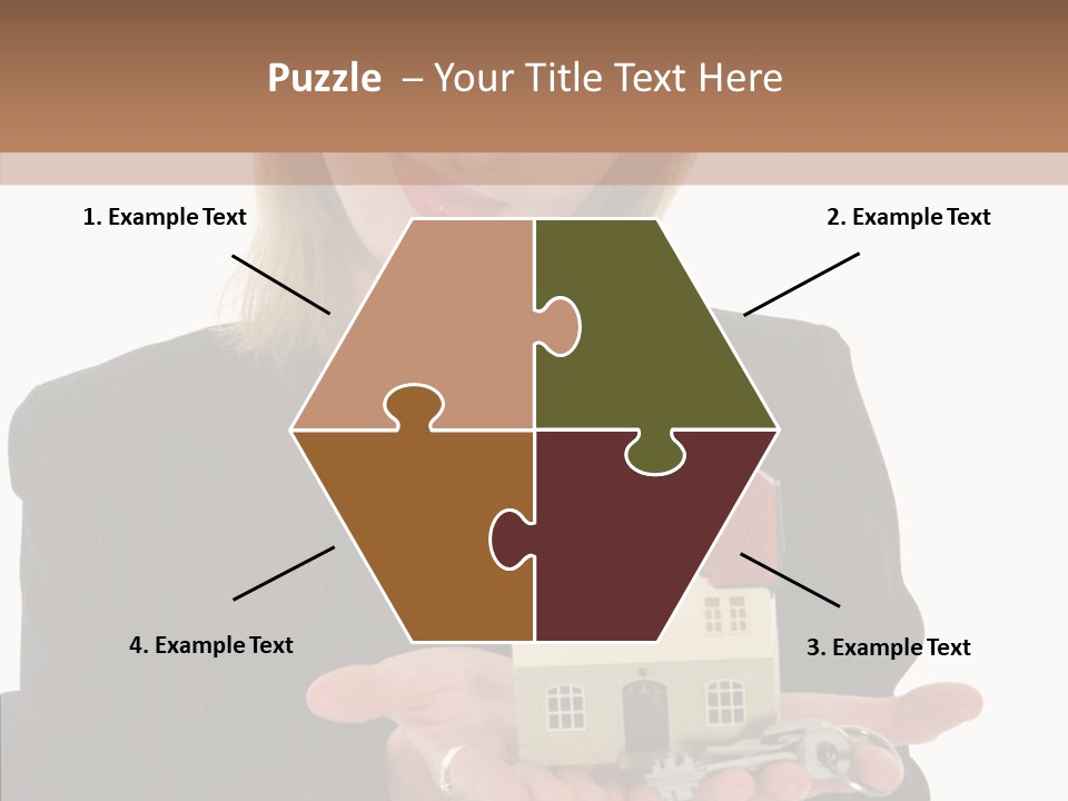 Business Woman Advertises Real Estate On White Background PowerPoint Template