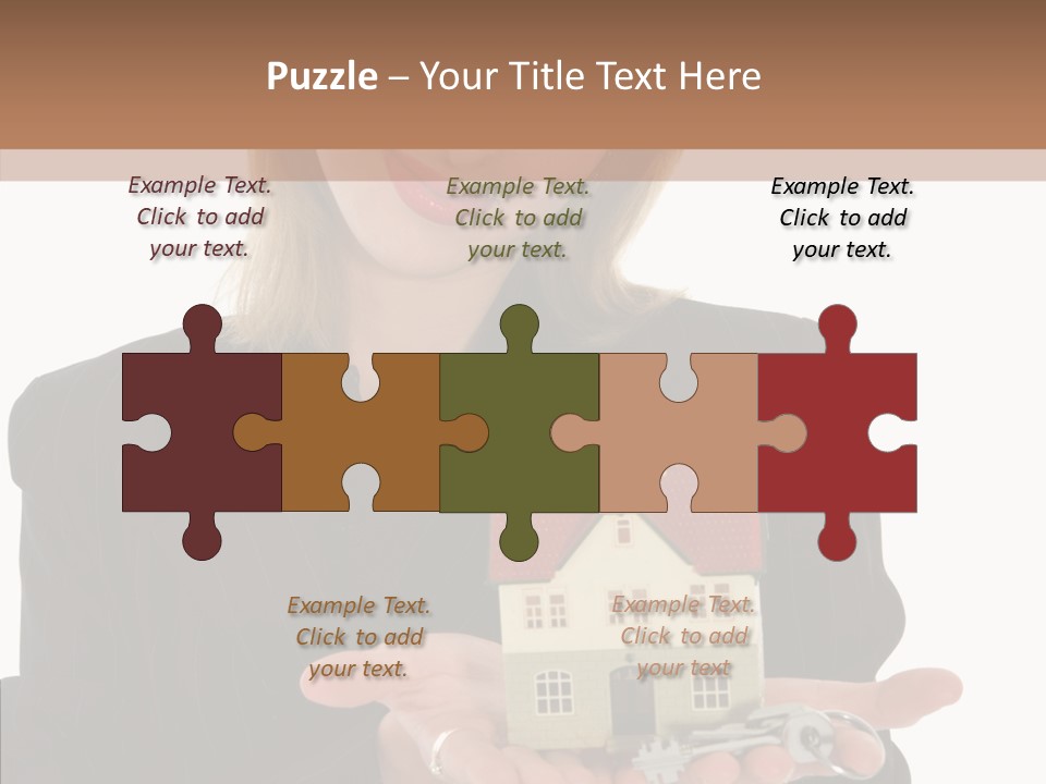 Business Woman Advertises Real Estate On White Background PowerPoint Template