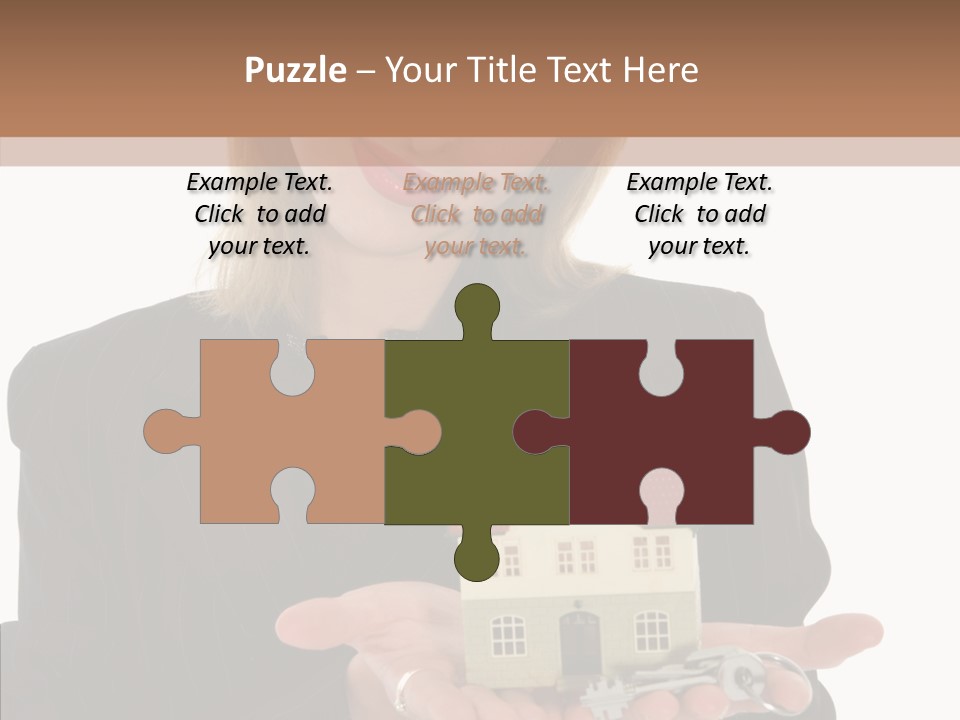 Business Woman Advertises Real Estate On White Background PowerPoint Template