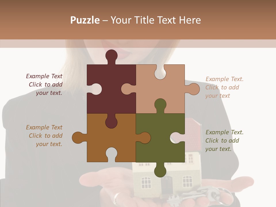 Business Woman Advertises Real Estate On White Background PowerPoint Template