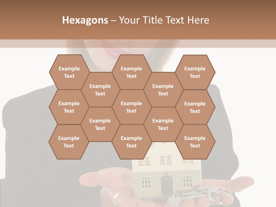 Business Woman Advertises Real Estate On White Background PowerPoint Template