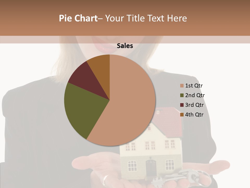 Business Woman Advertises Real Estate On White Background PowerPoint Template