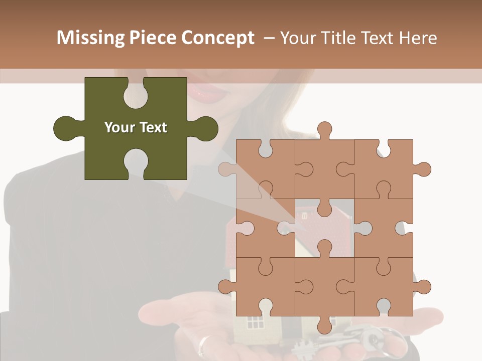 Business Woman Advertises Real Estate On White Background PowerPoint Template