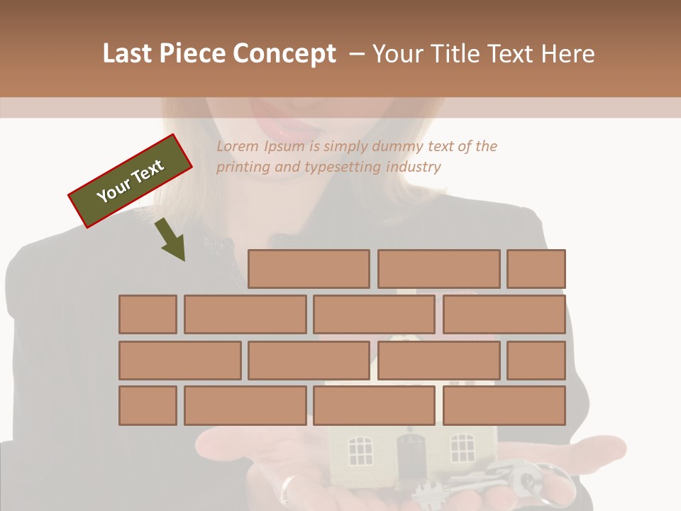 Business Woman Advertises Real Estate On White Background PowerPoint Template