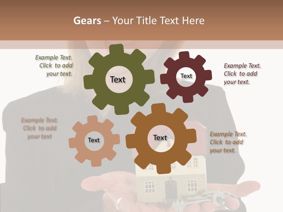 Business Woman Advertises Real Estate On White Background PowerPoint Template