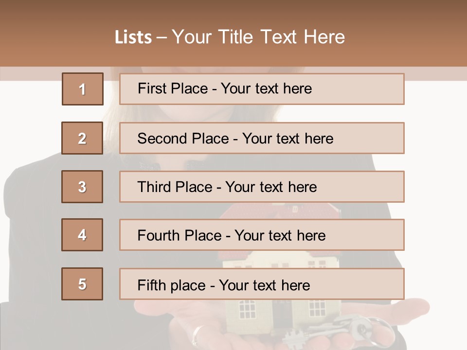 Business Woman Advertises Real Estate On White Background PowerPoint Template