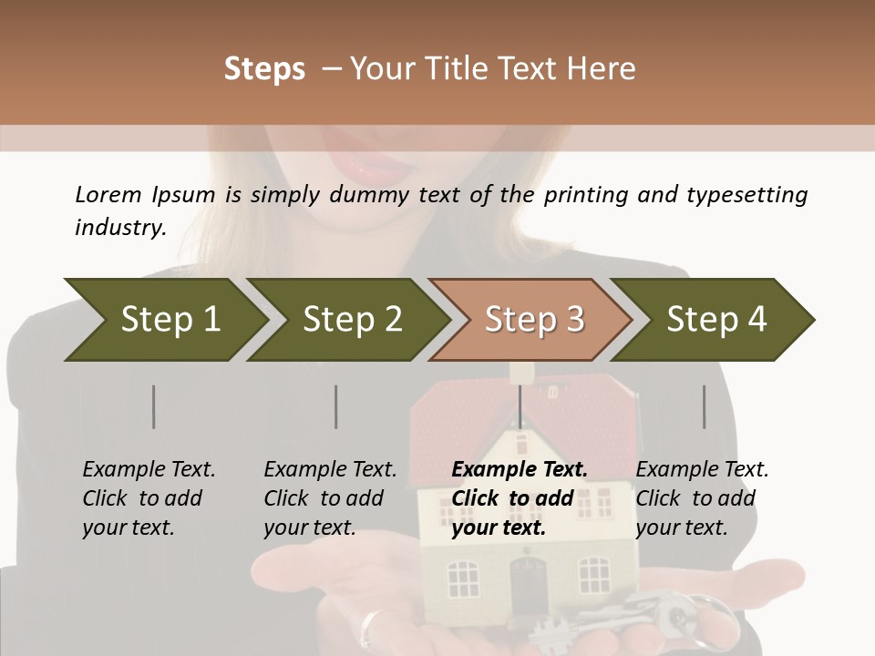 Business Woman Advertises Real Estate On White Background PowerPoint Template