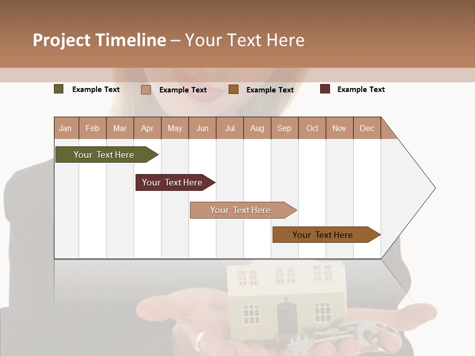 Business Woman Advertises Real Estate On White Background PowerPoint Template