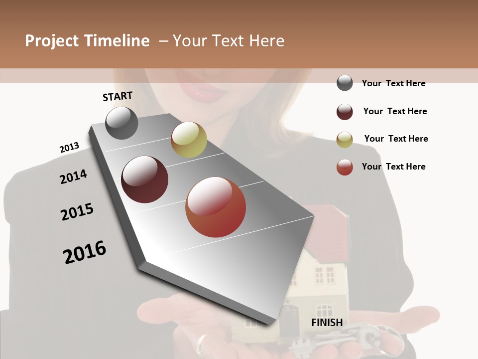 Business Woman Advertises Real Estate On White Background PowerPoint Template