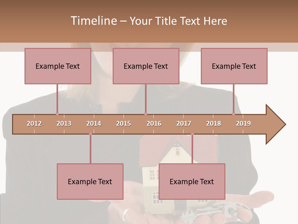 Business Woman Advertises Real Estate On White Background PowerPoint Template