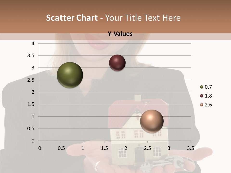 Business Woman Advertises Real Estate On White Background PowerPoint Template