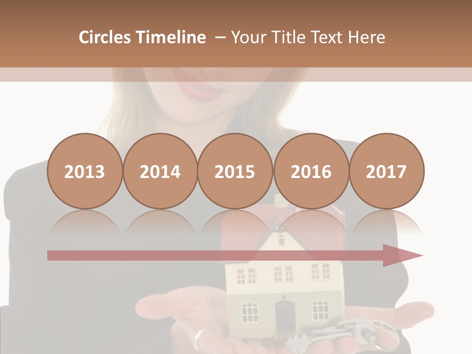 Business Woman Advertises Real Estate On White Background PowerPoint Template