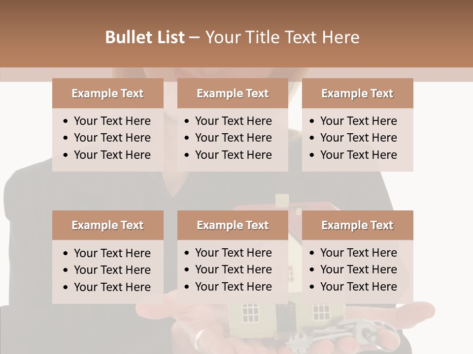 Business Woman Advertises Real Estate On White Background PowerPoint Template