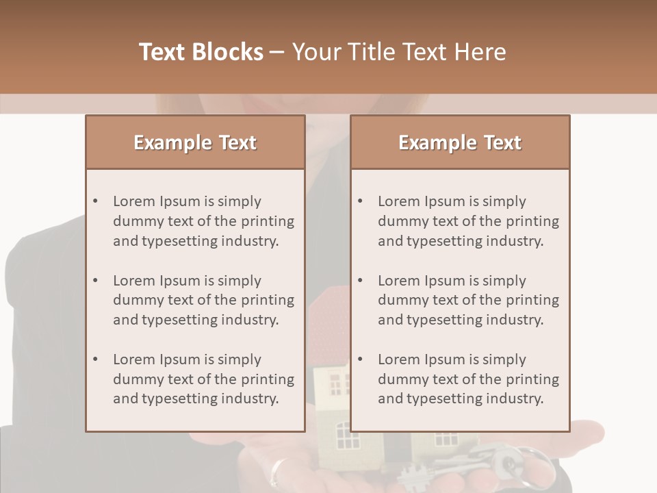 Business Woman Advertises Real Estate On White Background PowerPoint Template