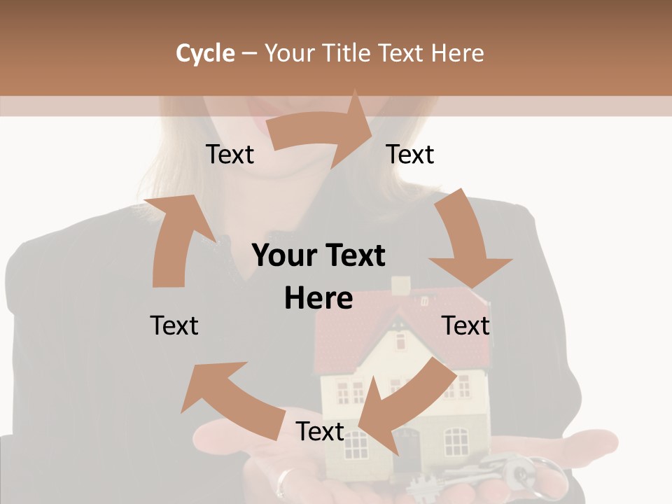 Business Woman Advertises Real Estate On White Background PowerPoint Template