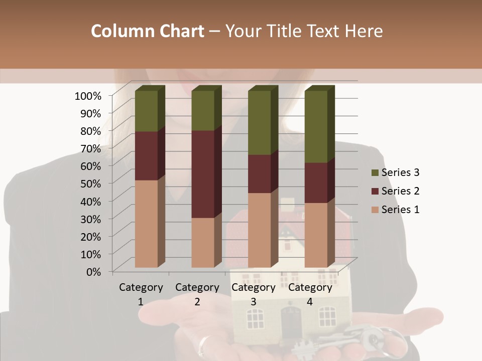 Business Woman Advertises Real Estate On White Background PowerPoint Template
