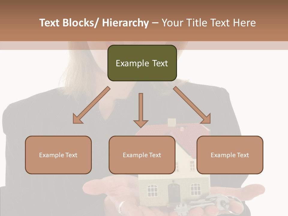 Business Woman Advertises Real Estate On White Background PowerPoint Template