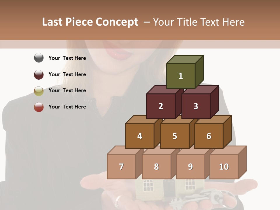 Business Woman Advertises Real Estate On White Background PowerPoint Template