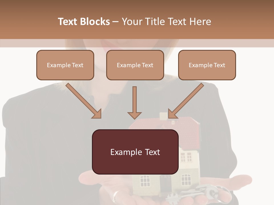 Business Woman Advertises Real Estate On White Background PowerPoint Template