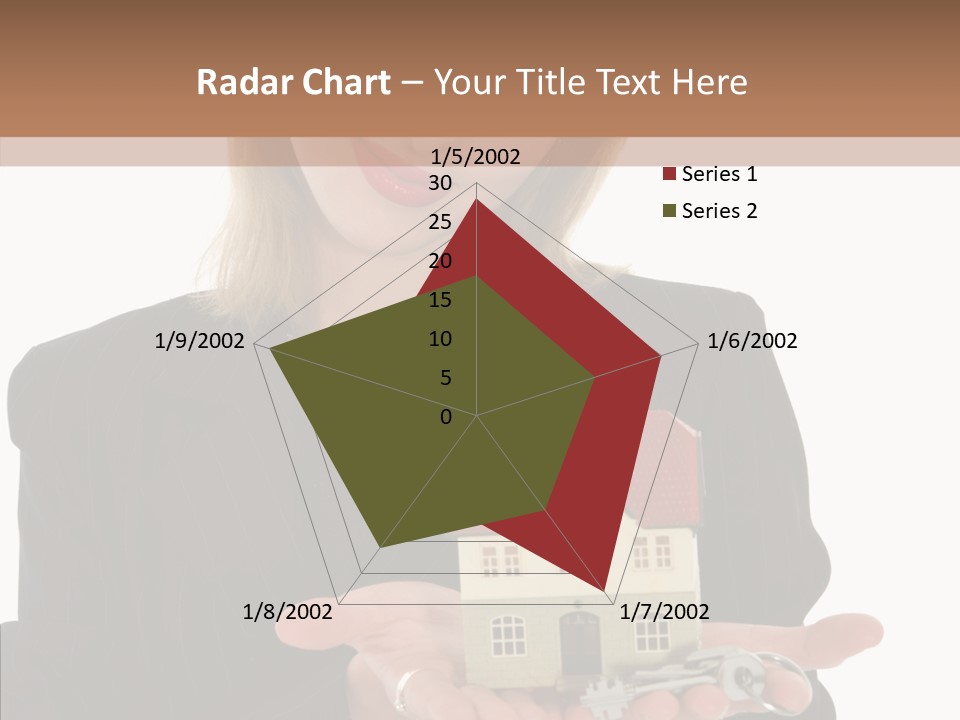 Business Woman Advertises Real Estate On White Background PowerPoint Template