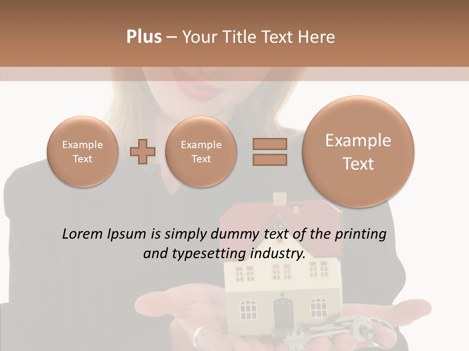 Business Woman Advertises Real Estate On White Background PowerPoint Template