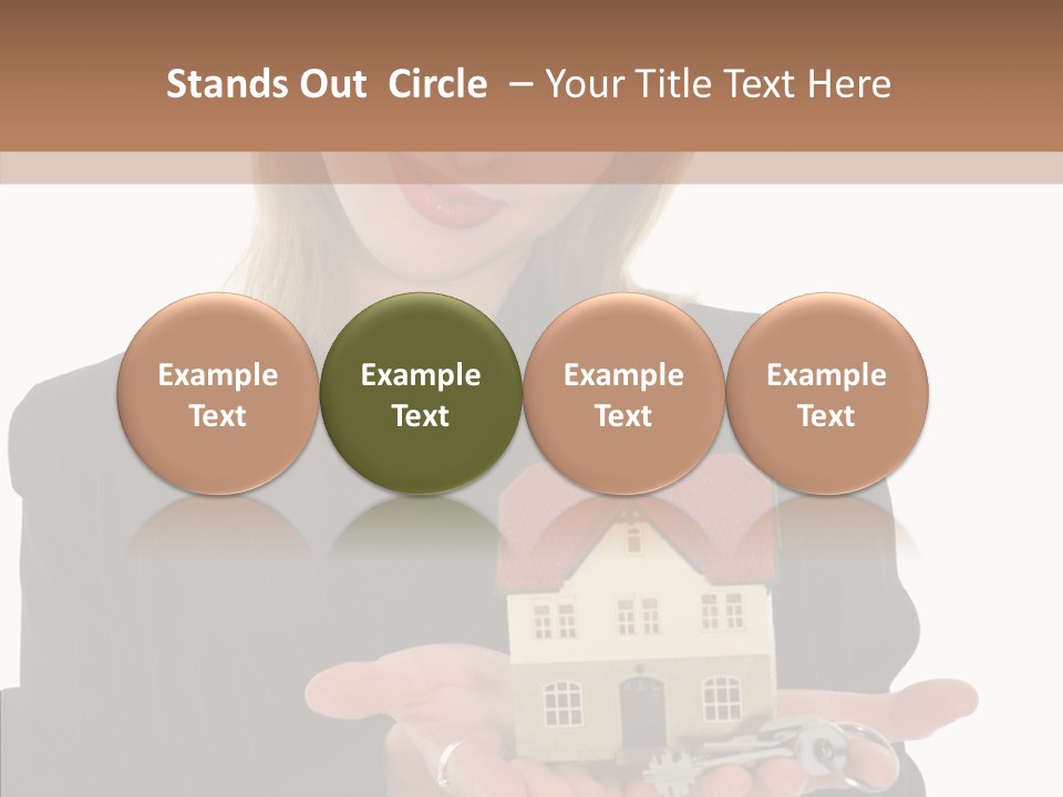 Business Woman Advertises Real Estate On White Background PowerPoint Template