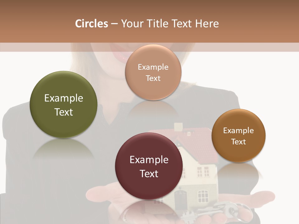 Business Woman Advertises Real Estate On White Background PowerPoint Template