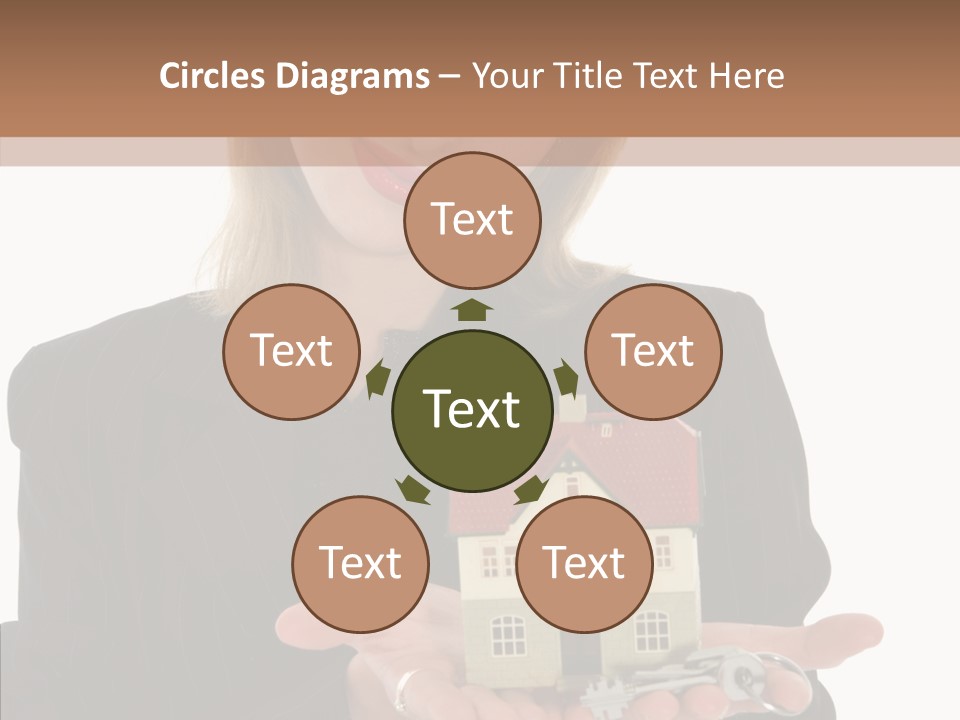 Business Woman Advertises Real Estate On White Background PowerPoint Template