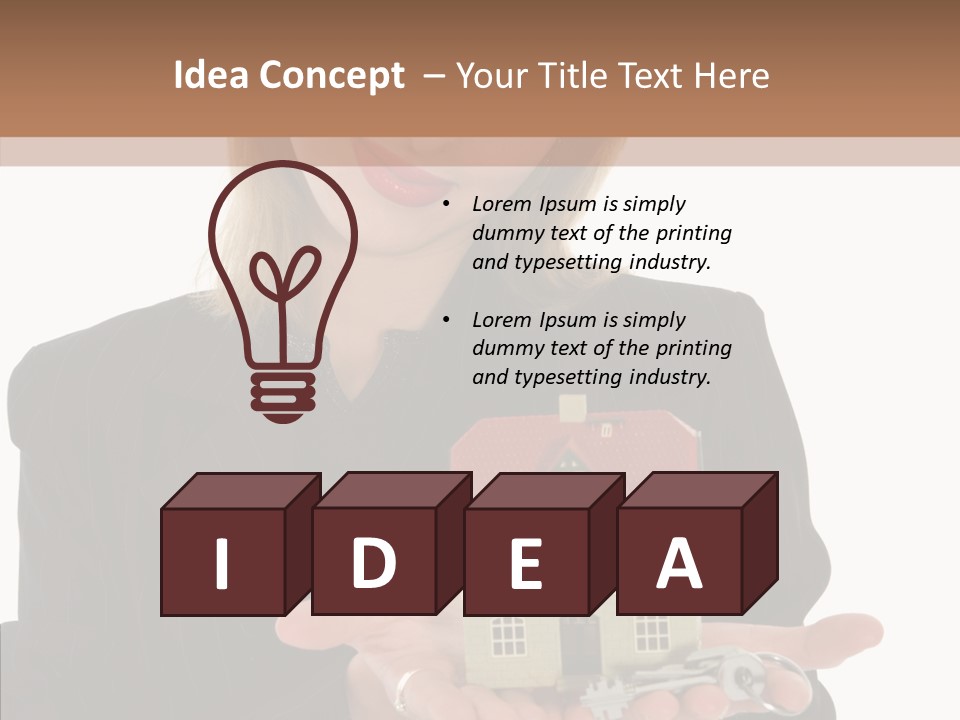 Business Woman Advertises Real Estate On White Background PowerPoint Template