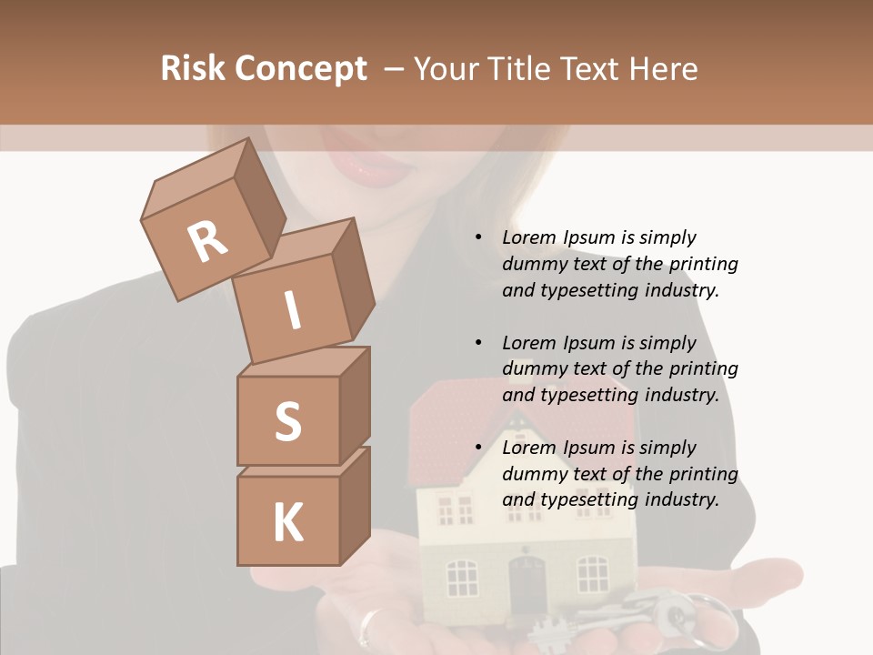 Business Woman Advertises Real Estate On White Background PowerPoint Template