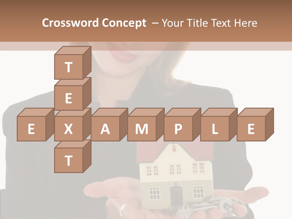 Business Woman Advertises Real Estate On White Background PowerPoint Template