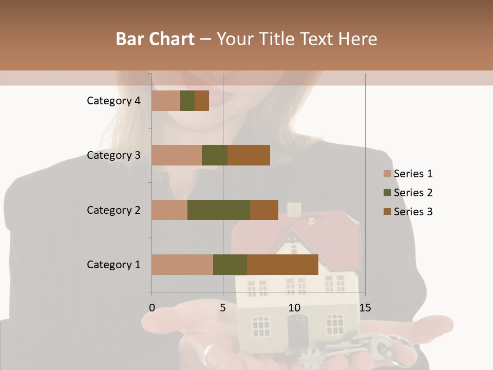 Business Woman Advertises Real Estate On White Background PowerPoint Template