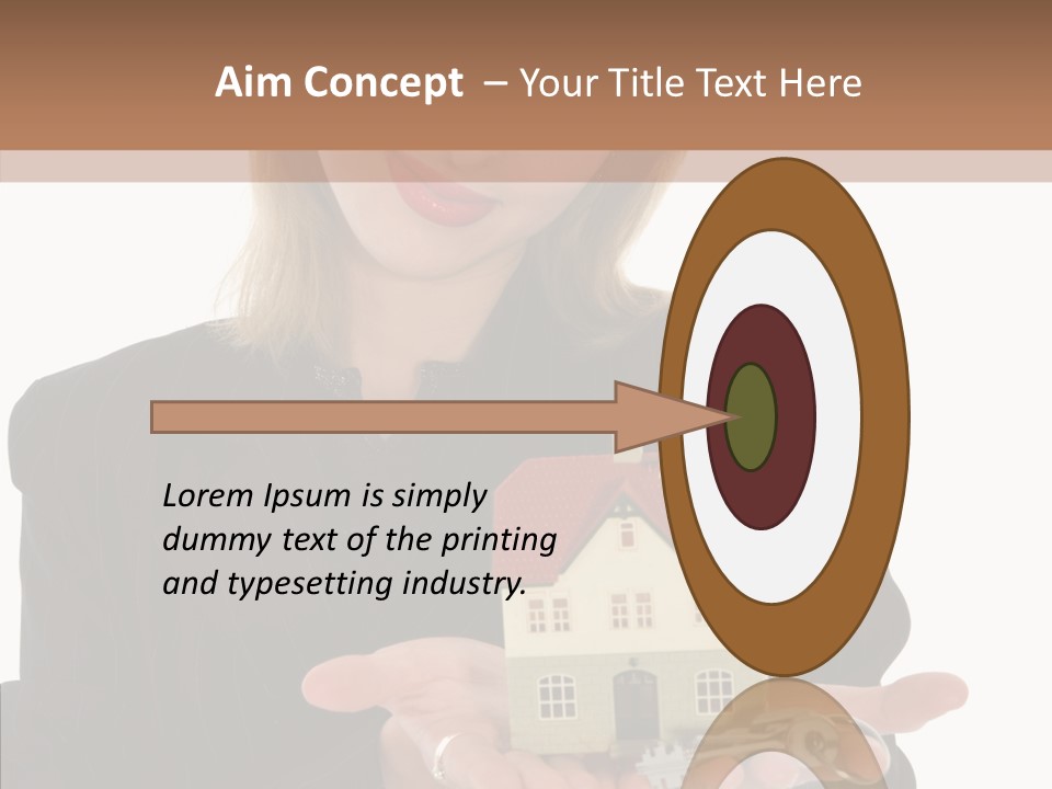 Business Woman Advertises Real Estate On White Background PowerPoint Template