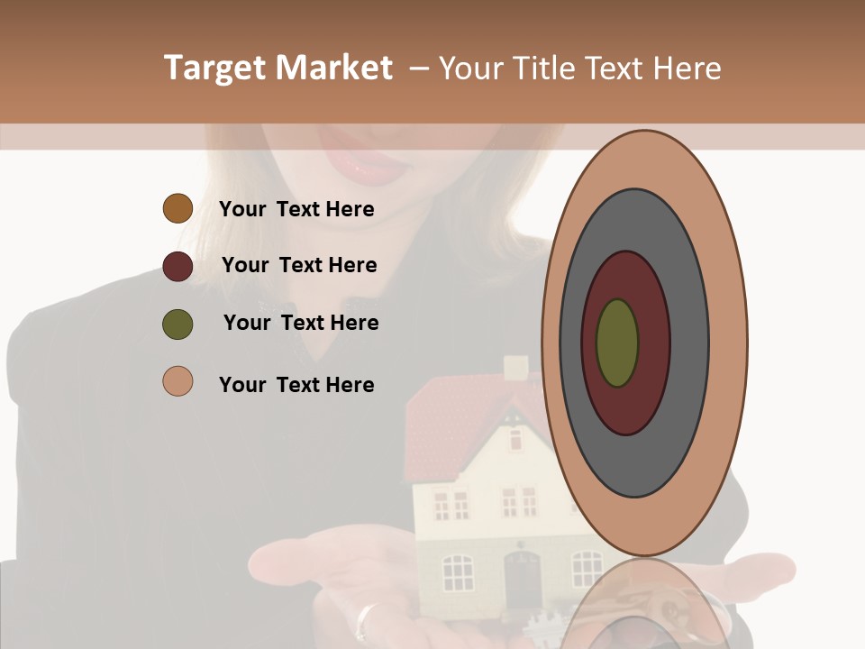 Business Woman Advertises Real Estate On White Background PowerPoint Template