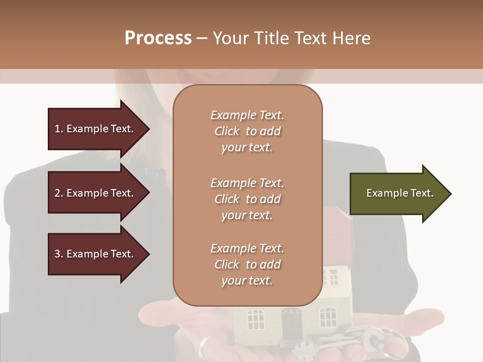 Business Woman Advertises Real Estate On White Background PowerPoint Template