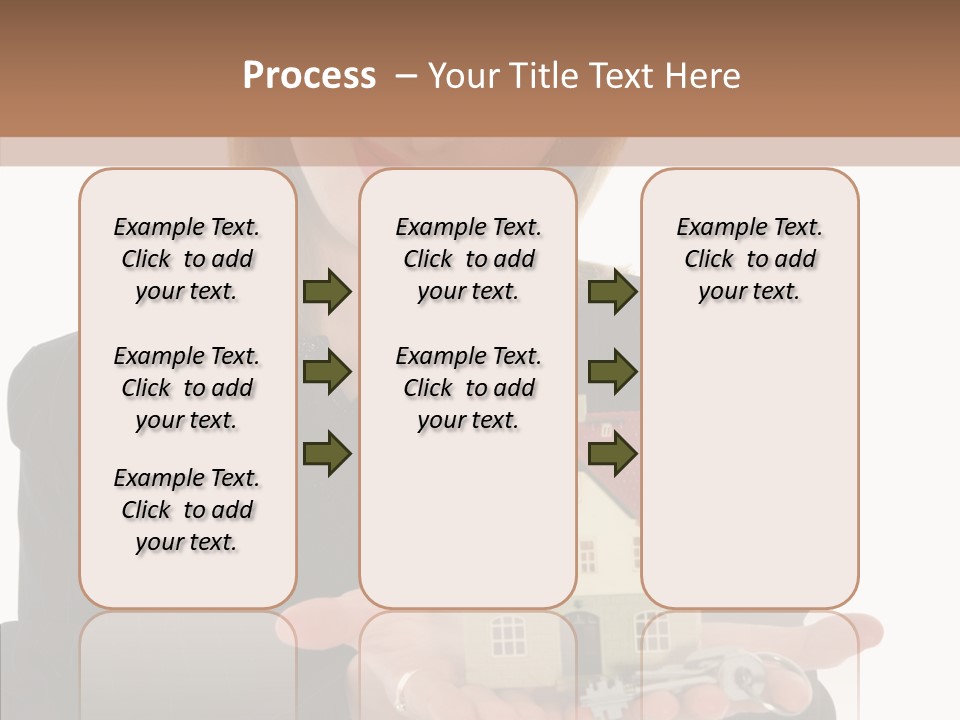 Business Woman Advertises Real Estate On White Background PowerPoint Template