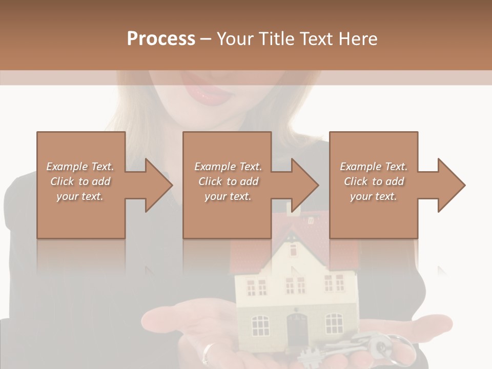 Business Woman Advertises Real Estate On White Background PowerPoint Template