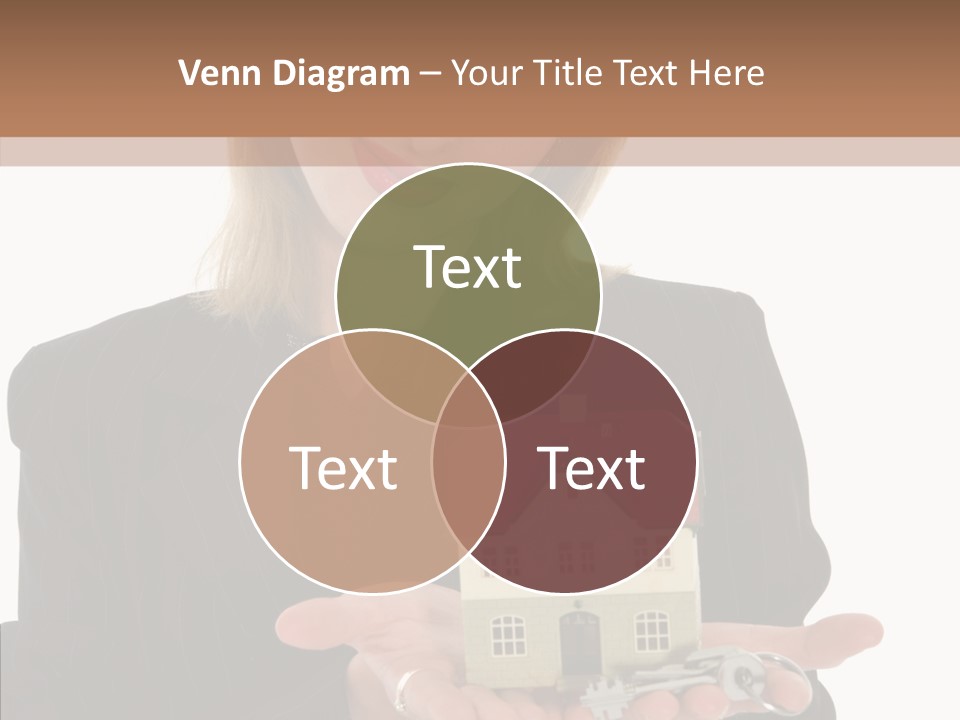 Business Woman Advertises Real Estate On White Background PowerPoint Template