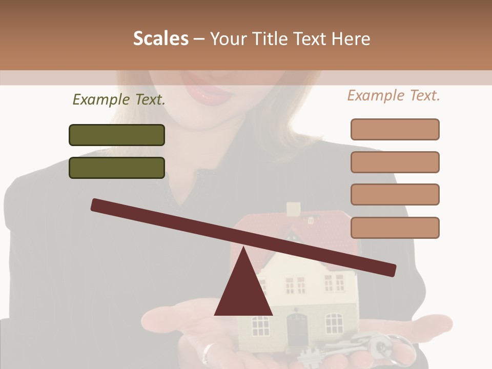 Business Woman Advertises Real Estate On White Background PowerPoint Template