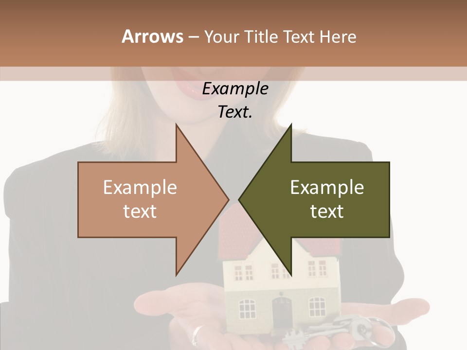 Business Woman Advertises Real Estate On White Background PowerPoint Template