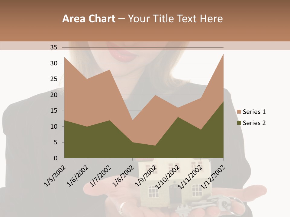 Business Woman Advertises Real Estate On White Background PowerPoint Template
