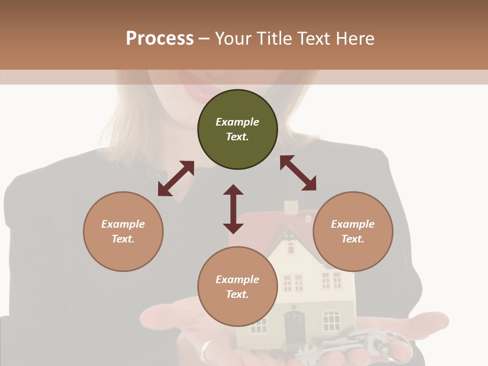 Business Woman Advertises Real Estate On White Background PowerPoint Template