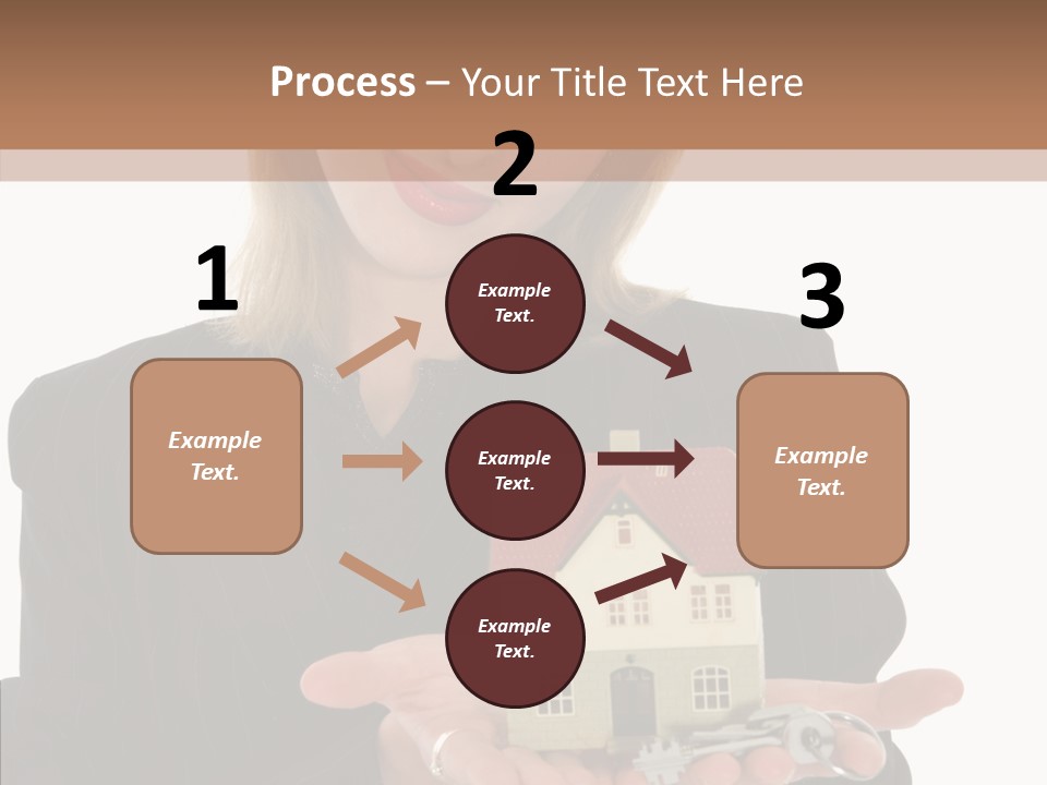 Business Woman Advertises Real Estate On White Background PowerPoint Template