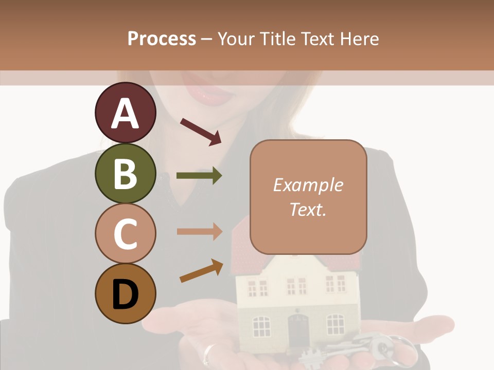 Business Woman Advertises Real Estate On White Background PowerPoint Template