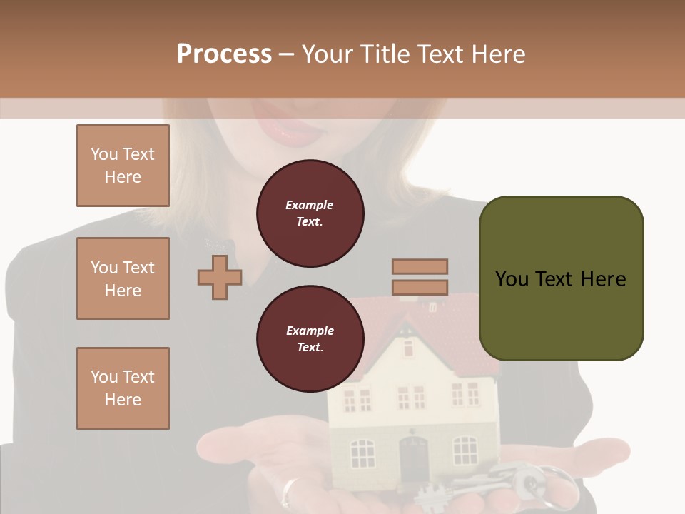 Business Woman Advertises Real Estate On White Background PowerPoint Template