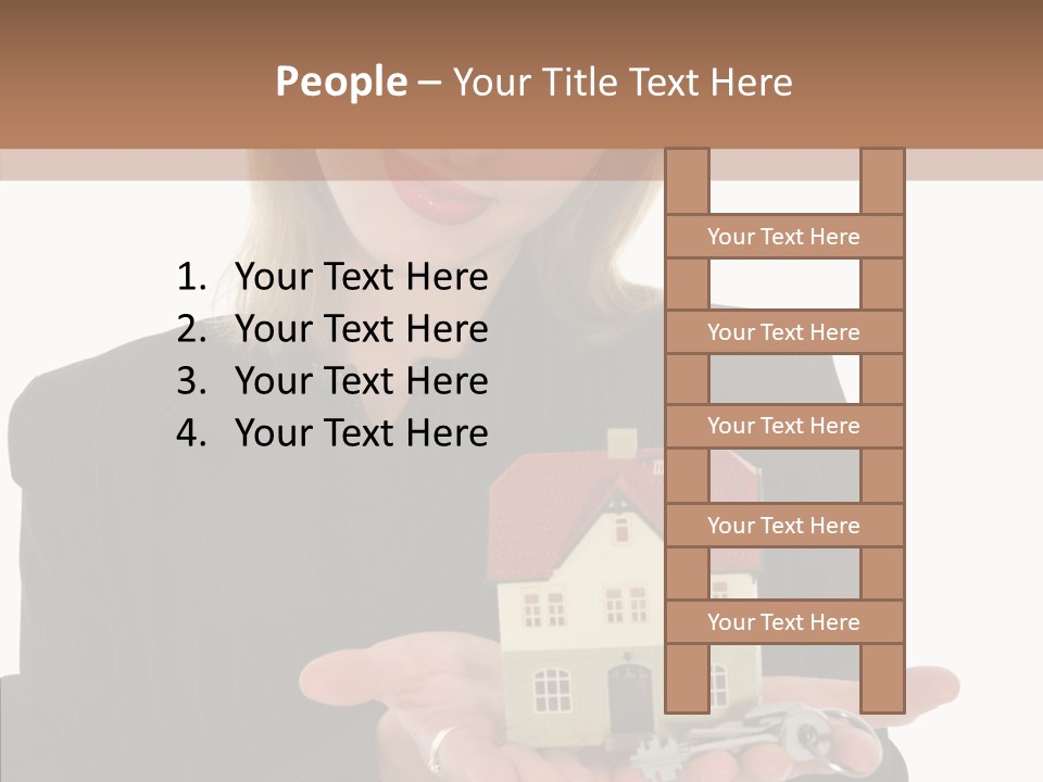 Business Woman Advertises Real Estate On White Background PowerPoint Template