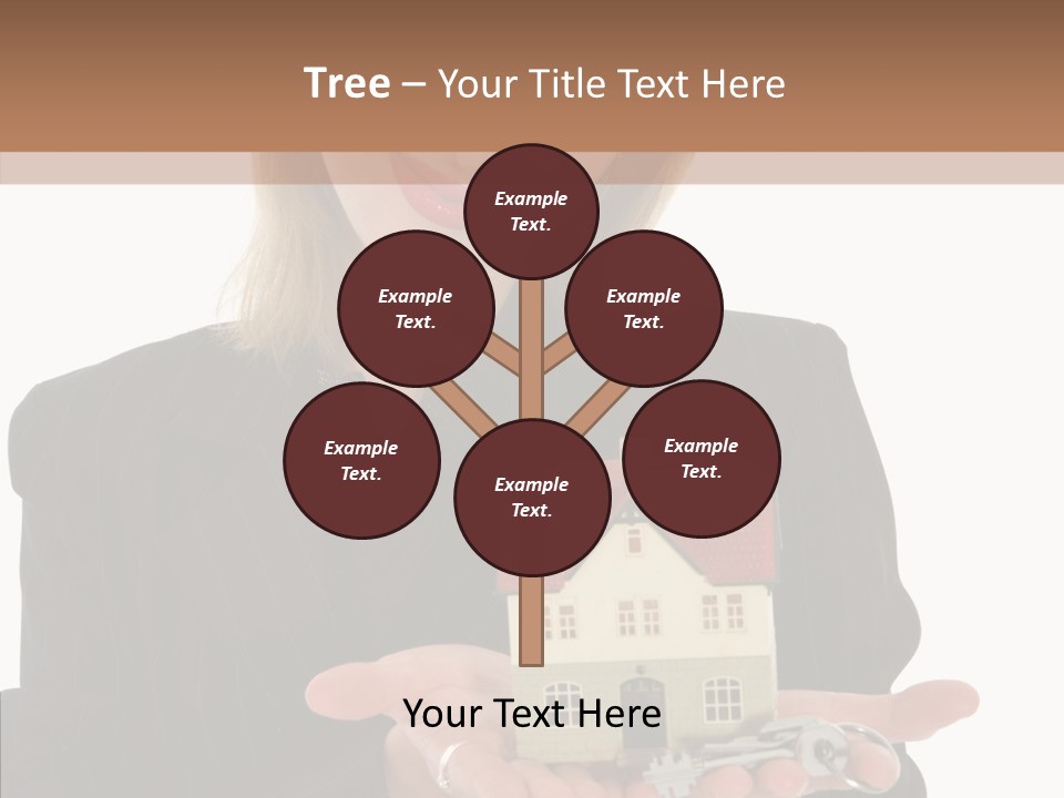 Business Woman Advertises Real Estate On White Background PowerPoint Template