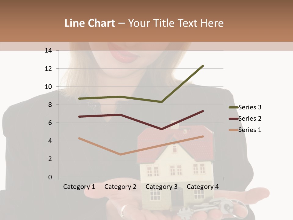 Business Woman Advertises Real Estate On White Background PowerPoint Template